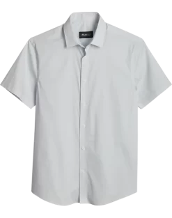 Awearness Kenneth Cole Slim Fit Short Sleeve Sport Shirt, Light Blue Gridlock