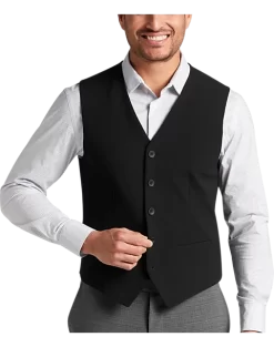 Awearness Kenneth Cole Slim Fit Vest, Black Seersucker