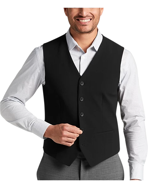 Awearness Kenneth Cole Slim Fit Vest, Black Seersucker