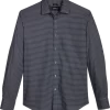Awearness Kenneth Cole Slim Fit Spread Collar Sport Shirt, Navy Check