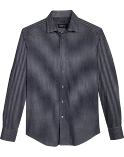 Awearness Kenneth Cole Slim Fit Spread Collar Sport Shirt, Navy Check
