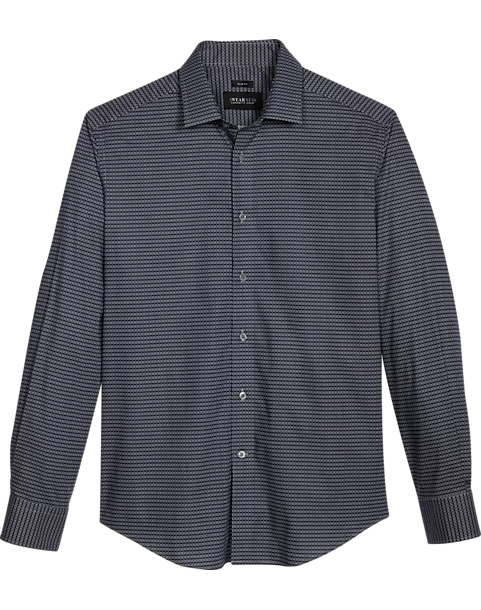Awearness Kenneth Cole Slim Fit Spread Collar Sport Shirt, Navy Check