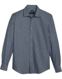 Awearness Kenneth Cole Slim Fit Spread Collar Sport Shirt, Charcoal Check
