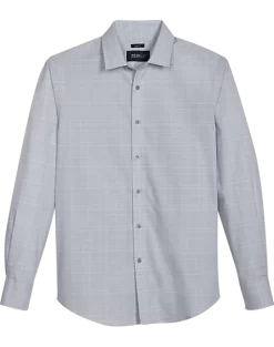 Awearness Kenneth Cole Slim Fit Spread Collar Sport Shirt, Gray Plaid