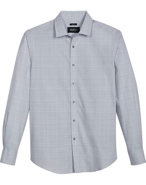 Awearness Kenneth Cole Slim Fit Spread Collar Sport Shirt, Gray Plaid