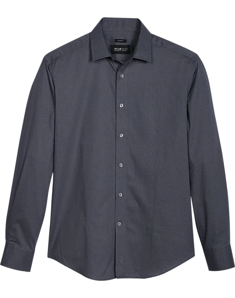 Awearness Kenneth Cole Slim Fit Spread Collar Sport Shirt, Charcoal Dot