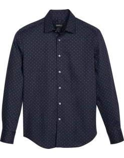 Awearness Kenneth Cole Slim Fit Spread Collar Sport Shirt, Navy Stars