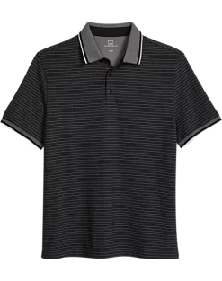 Michael Strahan Modern Fit Short Sleeve Polo, Black Stripe