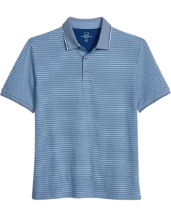 Michael Strahan Modern Fit Short Sleeve Polo, Blue Stripe
