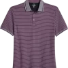 Michael Strahan Modern Fit Short Sleeve Polo, Purple Stripe