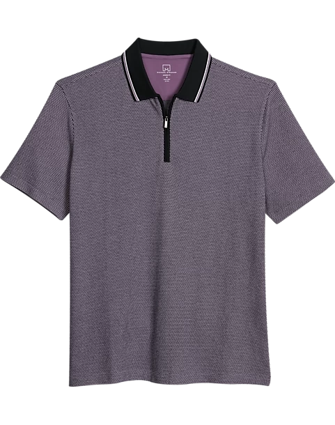Michael Strahan Modern Fit Zip Polo Lavender