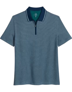 Michael Strahan Modern Fit Zip Polo, Teal