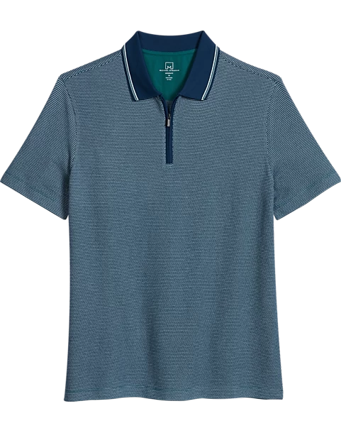 Michael Strahan Modern Fit Zip Polo, Teal
