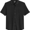 Michael Strahan Modern Fit Popcorn Stitch Short Sport Shirt, Black