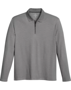 Michael Strahan Modern Fit Long Sleeve Polo, Gray