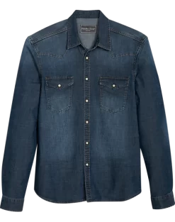 Paisley & Gray Slim Fit Spread Collar Denim Sport Shirt, Blue