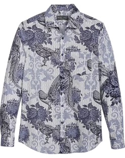 Paisley & Gray Slim Fit Spread Collar Sport Shirt, Blue Baroque Pheasant