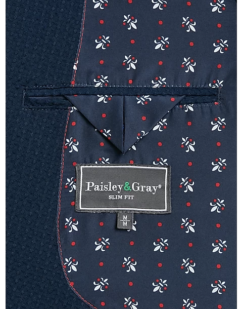 Paisley & Gray Slim Fit Soft Jacket, Navy - Image 3
