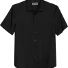 Paisley & Gray Slim Fit Spread Collar Short Sleeve Sport Shirt, Black