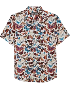 Paisley & Gray Slim Fit Short Sleeve Sport Shirt, Multicolor Butterflies
