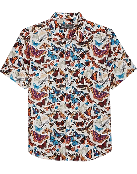 Paisley & Gray Slim Fit Short Sleeve Sport Shirt, Multicolor Butterflies