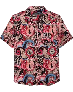 Paisley & Gray Slim Fit Short Sleeve Sport Shirt, Pink Paisley