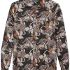 Paisley & Gray Slim Fit Spread Collar Sport Shirt, Black Leopard Print