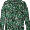 Paisley & Gray Slim Fit Spread Collar Sport Shirt, Green Italian Palm Print