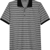 Paisley & Gray Slim Fit Polo, Black And White Zigzag Stripe