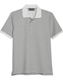 Paisley & Gray Slim Fit Polo, White & Black Dot