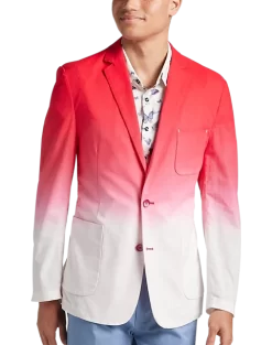 Paisley & Gray Slim Fit Linen Blazer, Red & White Tie Dye