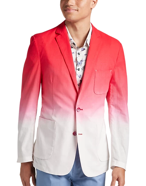 Paisley & Gray Slim Fit Linen Blazer, Red & White Tie Dye