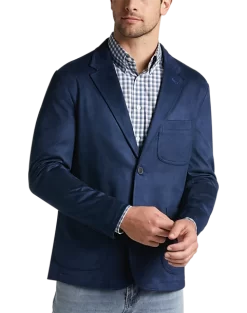 Joseph Abboud Modern Fit Notch Lapel Ultra Suede Soft Jacket, Dark Blue