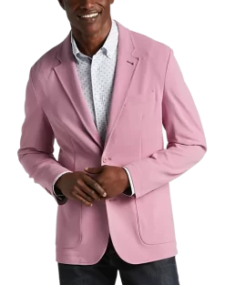 Michael Strahan Modern Fit Notch Lapel Crepe Knit Soft Jacket, Pink