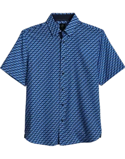 Michael Strahan Modern Fit Short Sleeve Sport Shirt, Blue 3-D Star