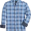 Michael Strahan Modern Fit Button-Down Collar 4-Way Stretch Sport Shirt, Blue Check