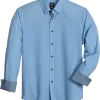 Michael Strahan Modern Fit Spread Collar 4-Way Stretch Sport Shirt, Blue Geo Starfish