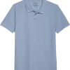 Lucky Brand Classic Fit Burnout Pique Polo, Medium Blue