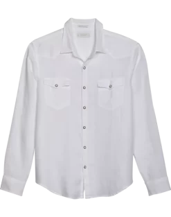 Lucky Brand Classic Fit Western Linen Sport Shirt, White