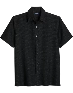 Zanetti Modern Fit Camp Shirt, Black Mini Dots
