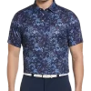 PGA Tour Classic Fit Printed Polo, Navy Fireworks