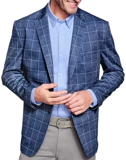 Johnston & Murphy Modern Fit XC Flex Knit Blazer, Blue Windowpane