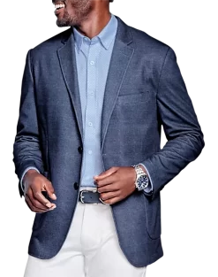 Johnston & Murphy Modern Fit Flex Knit Blazer, Navy Glen Plaid
