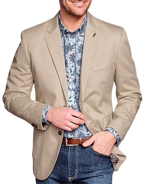 Johnston & Murphy Modern Fit Washed Cotton Blazer, Tan