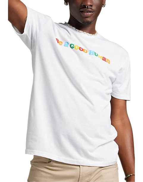 The Phluid Project Classic Fit Be A Good Human Graphic Crew, White - Image 2