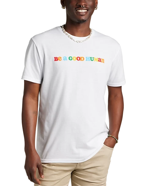 The Phluid Project Classic Fit Be A Good Human Graphic Crew, White