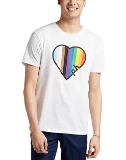 The Phluid Project Classic Fit Heart Graphic Crew, White