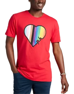The Phluid Project Classic Fit Heart Graphic Crew, Red