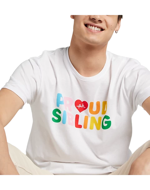 The Phluid Project Classic Fit Proud Sibling Graphic Crew, White - Image 2