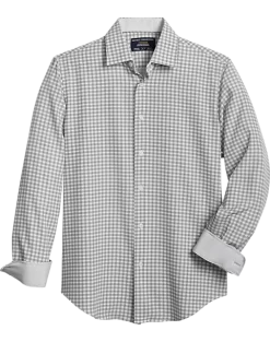 Report Collection Modern Fit Four-Way Stretch Sport Shirt, Gray Check